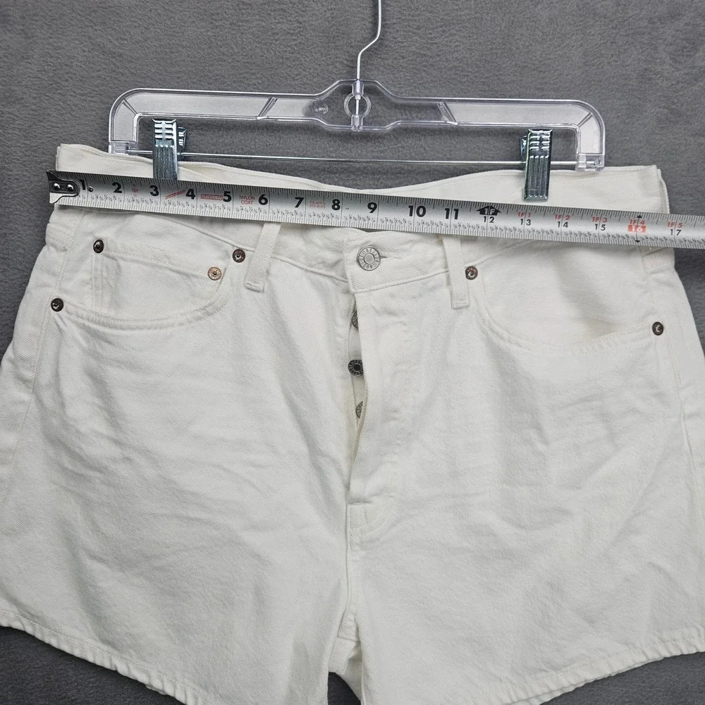 AGOLDE Parker Long White High Rise Organic Cotton Denim Shorts Size 30